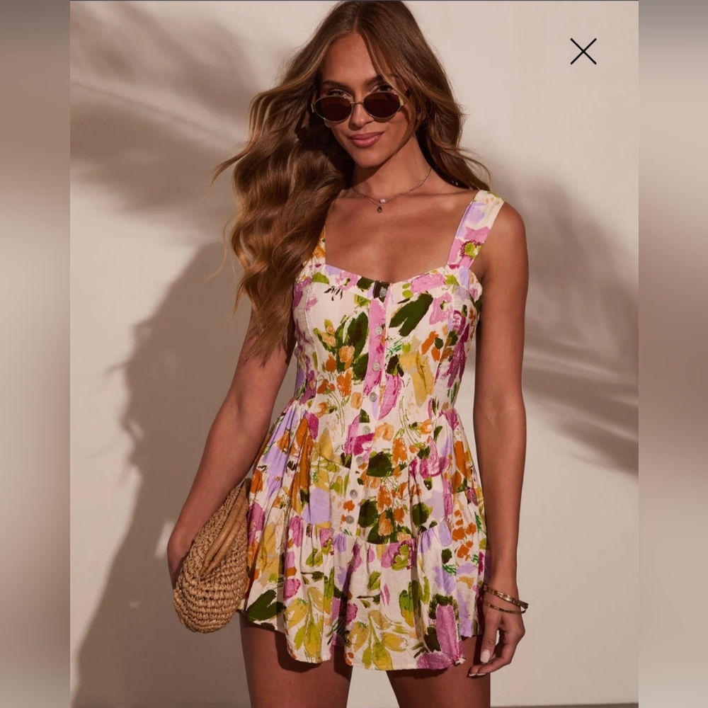 Promesa Floral Print Sleeveless Romper